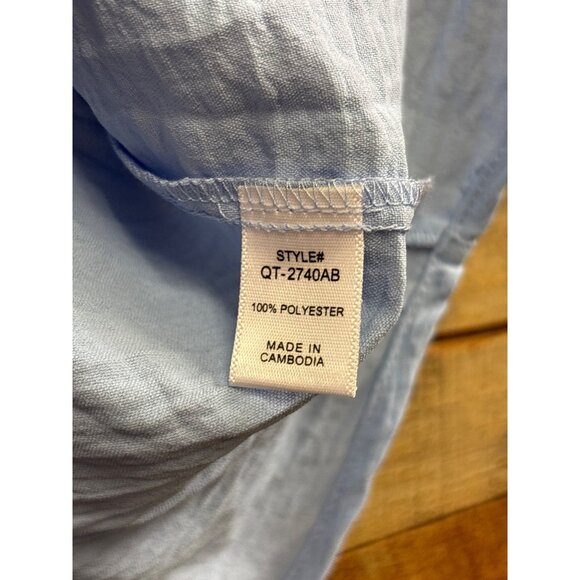 Zenana Womens Light Blue Oversized V-Neck Top W/ Pocket M - Picture 2 of 6